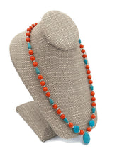Load image into Gallery viewer, Orange & Turquoise Color Ceramic Bead Necklace and Earring Set
