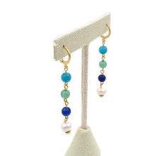 Load image into Gallery viewer, Calcite Bead & Fresh Water Pearl Stretch Necklace and Earring Set