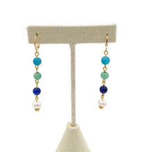 Load image into Gallery viewer, Calcite Bead & Fresh Water Pearl Stretch Necklace and Earring Set
