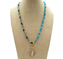 Load image into Gallery viewer, Calcite Bead & Fresh Water Pearl Stretch Necklace and Earring Set