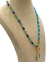 Load image into Gallery viewer, Calcite Bead & Fresh Water Pearl Stretch Necklace and Earring Set