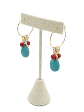 Load image into Gallery viewer, Red & Turquoise Color Ceramic Bead Stretch Necklace and Earring Set