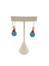 Load image into Gallery viewer, Red & Turquoise Color Ceramic Bead Stretch Necklace and Earring Set