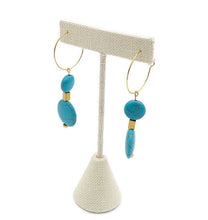 Load image into Gallery viewer, Mother of Pearl & Turquoise Color Ceramic Bead Stretch Necklace and Earring Set