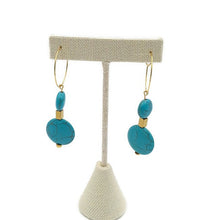 Load image into Gallery viewer, Mother of Pearl & Turquoise Color Ceramic Bead Stretch Necklace and Earring Set