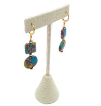 Load image into Gallery viewer, Rainbow Silica Bead & Turquoise Color Ceramic Bead Stretch Necklace and Earring Set