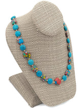 Load image into Gallery viewer, Rainbow Silica Bead & Turquoise Color Ceramic Bead Stretch Necklace and Earring Set