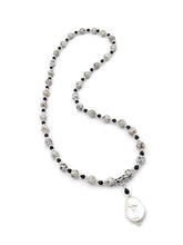 Load image into Gallery viewer, White Stone & Ceramic Bead Stretch Necklace and Earring Set