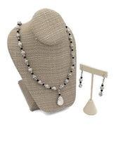 Load image into Gallery viewer, White Stone & Ceramic Bead Stretch Necklace and Earring Set