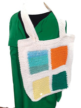 Load image into Gallery viewer, Color Block Crochet Tote Bag