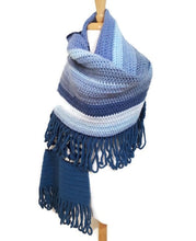 Load image into Gallery viewer, Study In Blue Granny Square Shawl