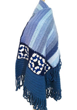 Load image into Gallery viewer, Study In Blue Granny Square Shawl