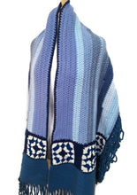 Load image into Gallery viewer, Study In Blue Granny Square Shawl