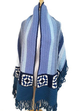 Load image into Gallery viewer, Study In Blue Granny Square Shawl