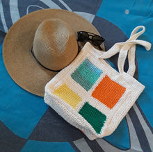 Load image into Gallery viewer, Color Block Crochet Tote Bag