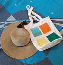 Load image into Gallery viewer, Color Block Crochet Tote Bag