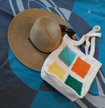 Load image into Gallery viewer, Color Block Crochet Tote Bag