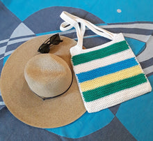 Load image into Gallery viewer, Summer Stripe Crochet Tote Bag