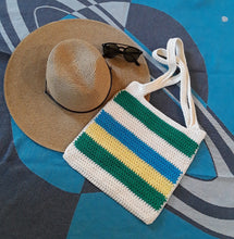 Load image into Gallery viewer, Summer Stripe Crochet Tote Bag