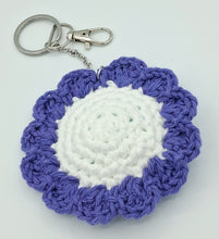 Load image into Gallery viewer, Flower Keychain - White & Purple