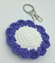 Load image into Gallery viewer, Flower Keychain - White & Purple