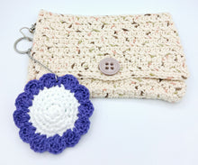 Load image into Gallery viewer, Flower Keychain - White & Purple