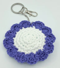 Load image into Gallery viewer, Flower Keychain - White & Purple