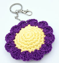 Load image into Gallery viewer, Flower Keychain -Yellow & Purple