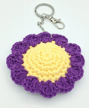 Load image into Gallery viewer, Flower Keychain -Yellow & Purple