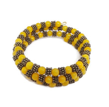Load image into Gallery viewer, Citrine Yellow Color Calcite Bead Memory Wire Wrap Bracelet