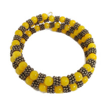 Load image into Gallery viewer, Citrine Yellow Color Calcite Bead Memory Wire Wrap Bracelet