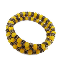 Load image into Gallery viewer, Citrine Yellow Color Calcite Bead Memory Wire Wrap Bracelet