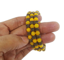 Load image into Gallery viewer, Citrine Yellow Color Calcite Bead Memory Wire Wrap Bracelet