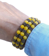 Load image into Gallery viewer, Citrine Yellow Color Calcite Bead Memory Wire Wrap Bracelet