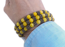 Load image into Gallery viewer, Citrine Yellow Color Calcite Bead Memory Wire Wrap Bracelet