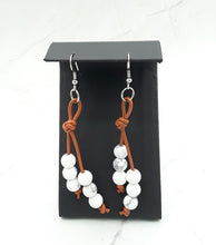 Load image into Gallery viewer, Leather and Magnesite Earrings