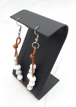 Load image into Gallery viewer, Leather and Magnesite Earrings
