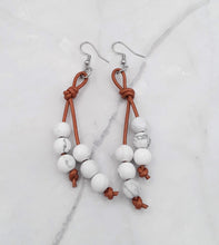 Load image into Gallery viewer, Leather and Magnesite Earrings