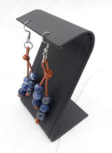 Load image into Gallery viewer, Leather and Sodalite Bead Earrings