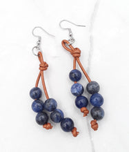 Load image into Gallery viewer, Leather and Sodalite Bead Earrings