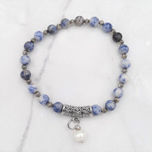 Load image into Gallery viewer, Agate Bead & Freshwater Pearl Stretch Bracelet