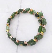 Load image into Gallery viewer, Nephrite Bead Memory Wire Wrap Bracelet