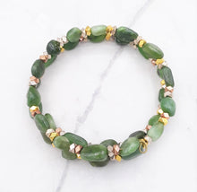 Load image into Gallery viewer, Nephrite Bead Memory Wire Wrap Bracelet