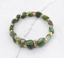 Load image into Gallery viewer, Nephrite Bead Memory Wire Wrap Bracelet