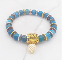 Load image into Gallery viewer, Blue Agate Bead Stretch Bracelet