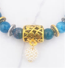 Load image into Gallery viewer, Blue Agate Bead Stretch Bracelet