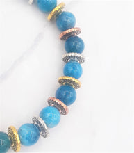 Load image into Gallery viewer, Blue Agate Bead Stretch Bracelet