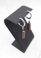 Load image into Gallery viewer, Coffee Color Cylinder Quartzite Huggie Earrings