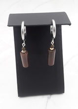 Load image into Gallery viewer, Coffee Color Cylinder Quartzite Huggie Earrings