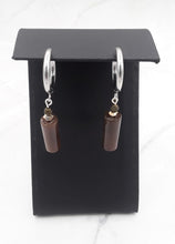 Load image into Gallery viewer, Coffee Color Cylinder Quartzite Huggie Earrings